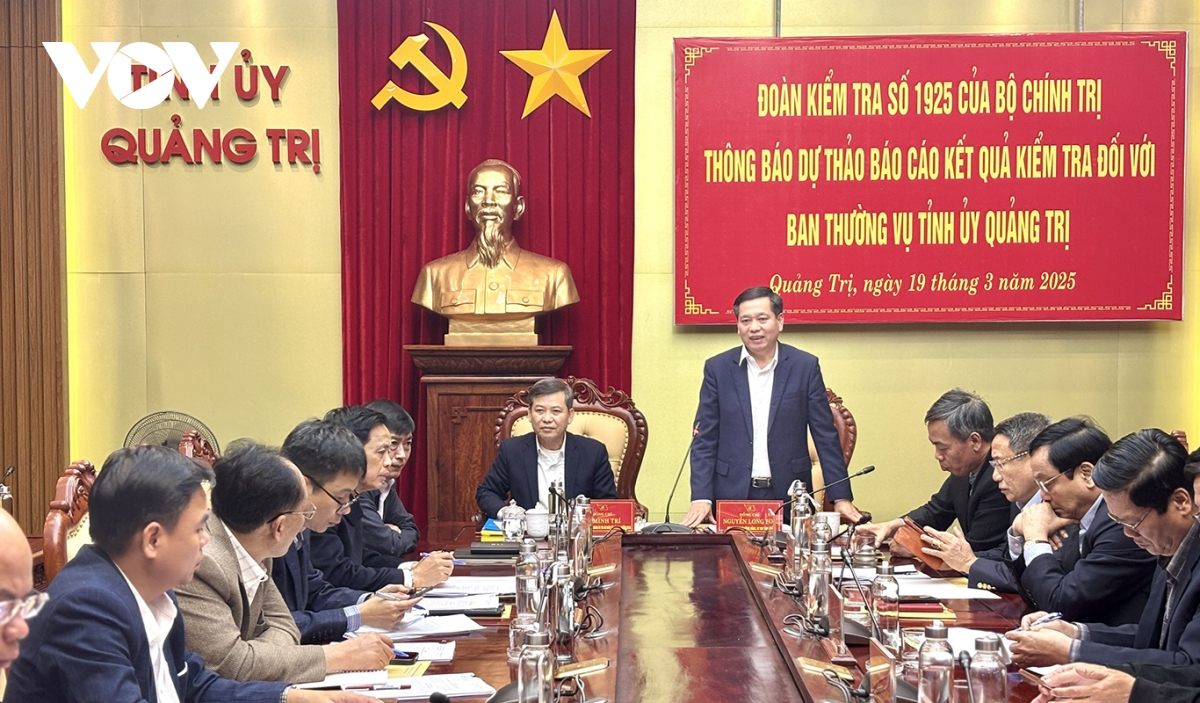 Đoàn kiểm tra của Bộ Chính trị làm việc với Ban Thường vụ Tỉnh ủy Quảng Trị